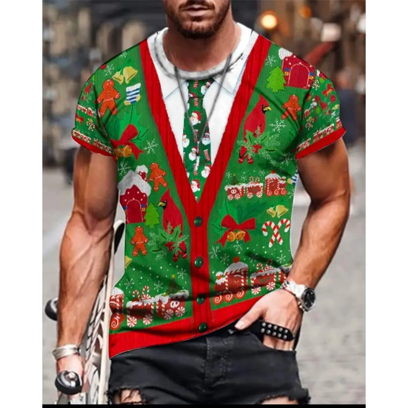 Мужская рождественская футболка с короткими рукавами и 3D-графическим принтом, забавный галстук, размер XXL-
Мужская рождественская футболка с короткими рукавами и 3D-графическим принтом, забавный галстук, размер XXL-