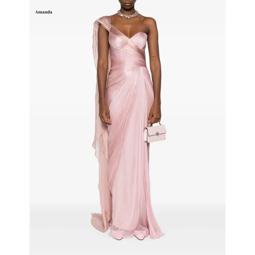 Amanda Customized Dusty Pink Sweetheart One Shoulder Prom Dress Draped Chiffon Train vestidos de noche Formal Evening Elegant
Amanda Customized Dusty Pink Sweetheart One Shoulder Prom Dress Draped Chiffon Train vestidos de noche Formal Evening Elegant