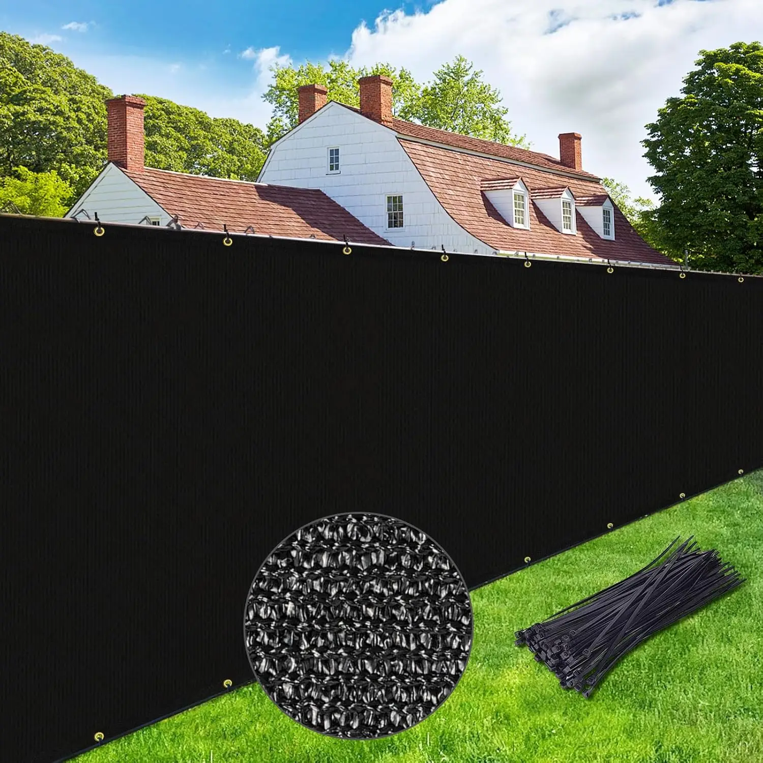 UPGRADE Privacy Screen 6x50ft 220GSM Fence Panel with Brass Grommets Heavy Duty Black for Outdoor Back Yard
UPGRADE Privacy Screen 6x50ft 220GSM Fence Panel with Brass Grommets Heavy Duty Black for Outdoor Back Yard