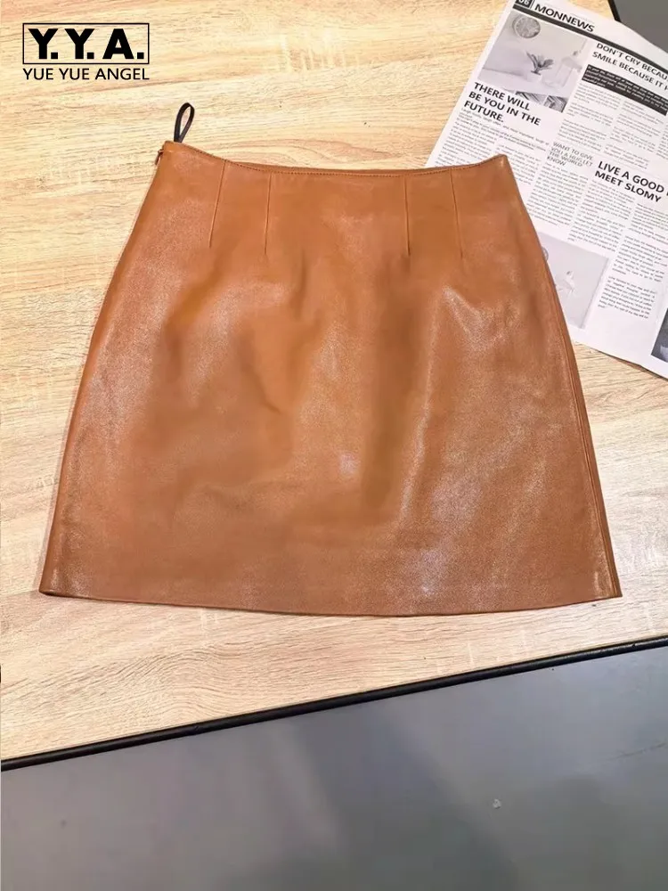 Office Ladies Genuine Leather Skirt New Autumn Vintage High Waist Zipper Solid Color Oil Wax Sheepskin Women Mini A Line Skirts
Office Ladies Genuine Leather Skirt New Autumn Vintage High Waist Zipper Solid Color Oil Wax Sheepskin Women Mini A Line Skirts