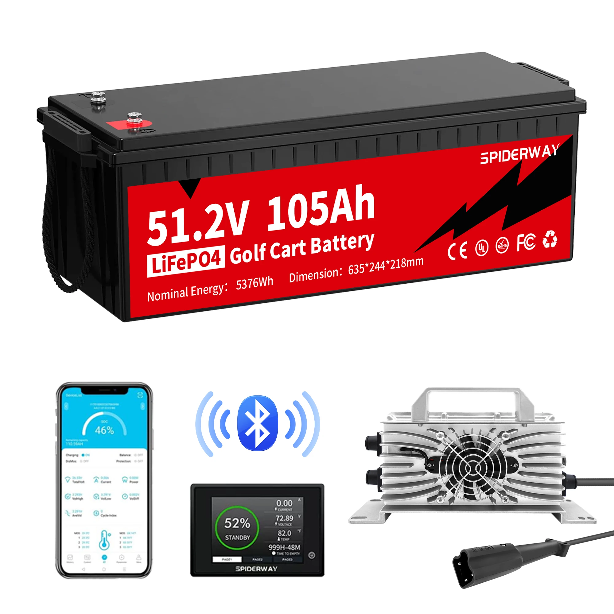 48V 105Ah LiFePO4 Lithium Battery for Yamaha G29 Drive Golf Cart with Fast Charger
48V 105Ah LiFePO4 Lithium Battery for Yamaha G29 Drive Golf Cart with Fast Charger