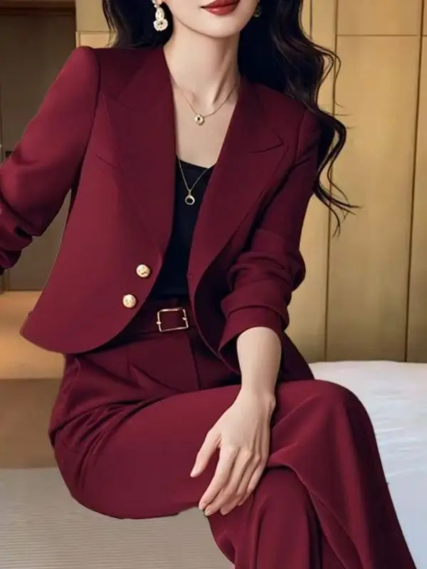 Elegant Fashionable Small Fragrance Style Suit Jacket Pants Set for Women High Waist Long Pants Korean Style Casual Workwear
Elegant Fashionable Small Fragrance Style Suit Jacket Pants Set for Women High Waist Long Pants Korean Style Casual Workwear