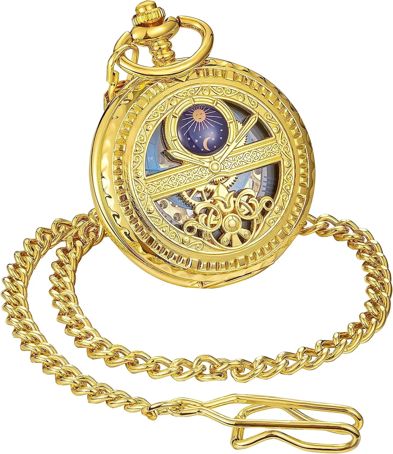 Vintage Hand-Winding Mechanical Pocket Watch with Chain, Classic Steampunk Railroad Style for Men's Costume Accessory
Vintage Hand-Winding Mechanical Pocket Watch with Chain, Classic Steampunk Railroad Style for Men's Costume Accessory