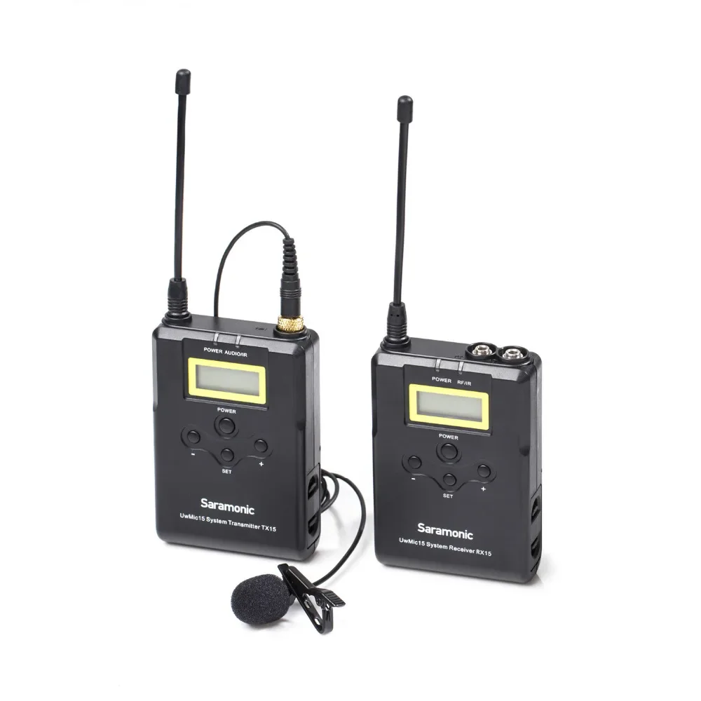 Saramonic UwMic15 Wireless Lavalier Microphone System UHF 16-Channel Omnidirectional Mic for DSLR Camcorder
Saramonic UwMic15 Wireless Lavalier Microphone System UHF 16-Channel Omnidirectional Mic for DSLR Camcorder