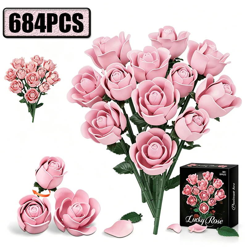 Romantic Rose Flower Building Blocks Set Pink Roses Flowers Toys for Adults, Plant Desk Decoration Bricks Gifts for Girls
Romantic Rose Flower Building Blocks Set Pink Roses Flowers Toys for Adults, Plant Desk Decoration Bricks Gifts for Girls