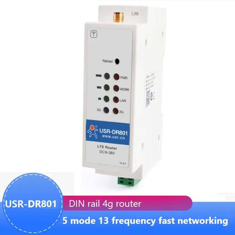 USR-DR801 Cost-effective DIN Rail 4G LTE Cat 1 Modem 9-36V Wide Range Support RS485 Serial Port Built-in 35mm DIN Rail Seat
USR-DR801 Cost-effective DIN Rail 4G LTE Cat 1 Modem 9-36V Wide Range Support RS485 Serial Port Built-in 35mm DIN Rail Seat