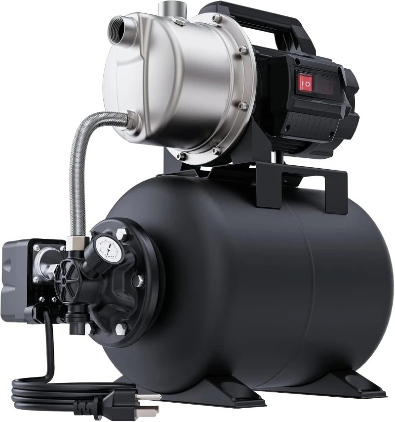 1.6 HP Shallow Well Pump with Pressure Tank, 1320 GPH, 115V, Stainless Steel Irrigation, Automatic Water Booster Jet Pump
1.6 HP Shallow Well Pump with Pressure Tank, 1320 GPH, 115V, Stainless Steel Irrigation, Automatic Water Booster Jet Pump