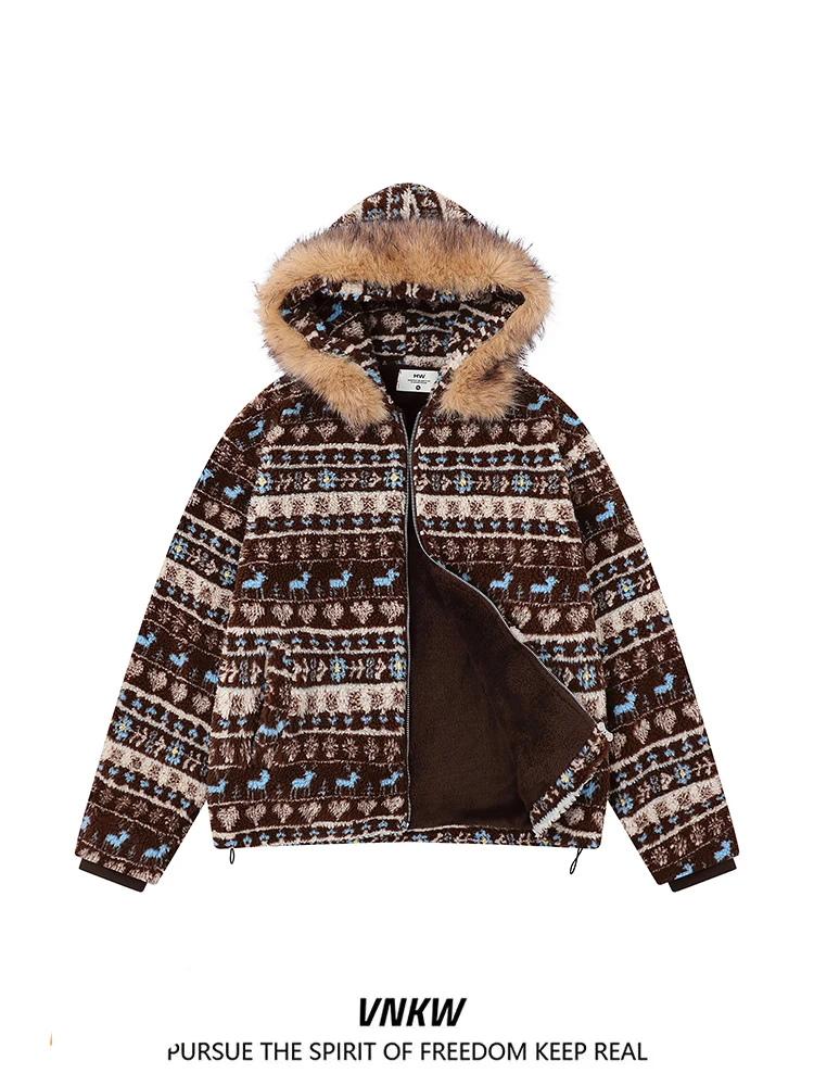 Retro American Fair Isle Pattern Thiened Cotton Jaet Hooded ex Warm Loose Fit Trendy Couples Outerwear Coat
Retro American Fair Isle Pattern Thiened Cotton Jaet Hooded ex Warm Loose Fit Trendy Couples Outerwear Coat