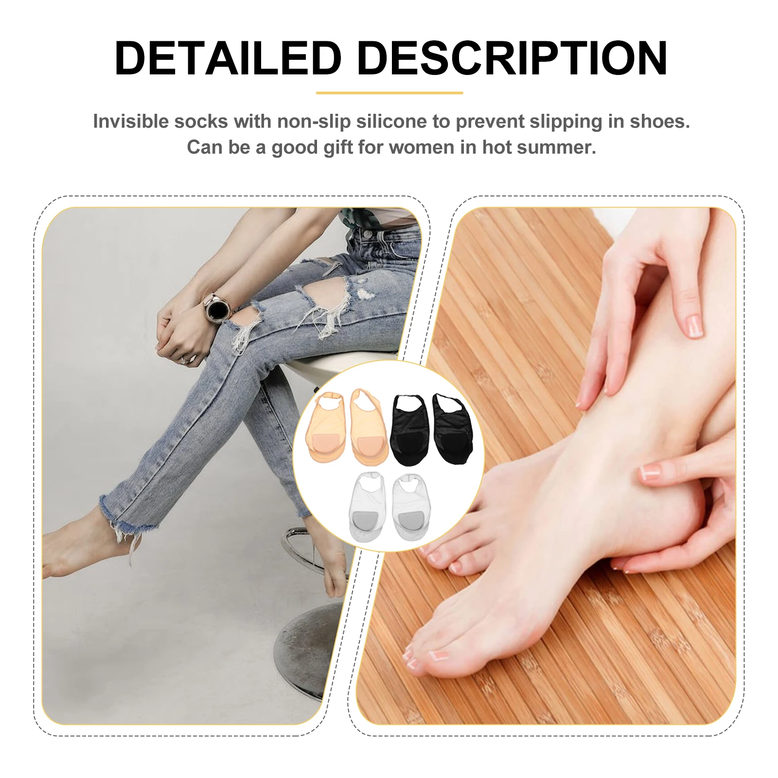 3 Pairs Anti Slip Half Socks Hidden Summer Toe Cover High Heel Liner Shallow Mouth Non Slip Women Ice Silk Fiber Comfortable 
3 Pairs Anti Slip Half Socks Hidden Summer Toe Cover High Heel Liner Shallow Mouth Non Slip Women Ice Silk Fiber Comfortable
