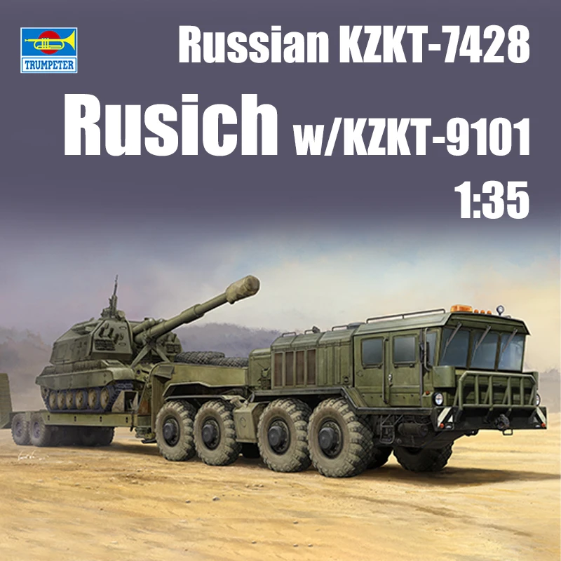 Trumpeter plastic assembly scale model kit TP01039 Russian KZKT-7428 Transporter w/ KZKT-9101 Semi-Trailer 1/35
Trumpeter plastic assembly scale model kit TP01039 Russian KZKT-7428 Transporter w/ KZKT-9101 Semi-Trailer 1/35