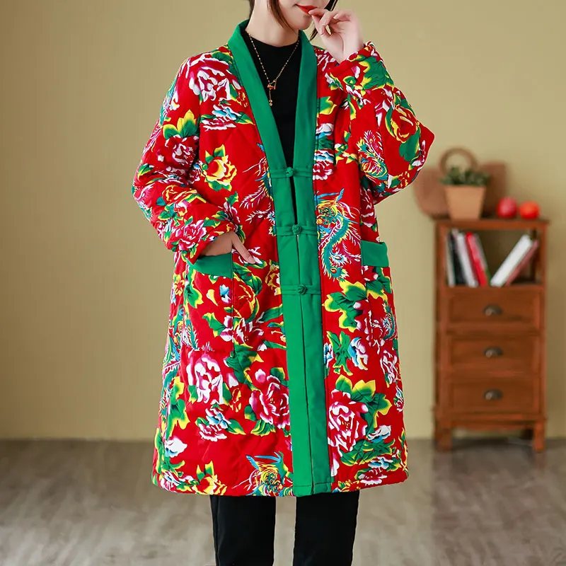 Женское хлопковое пальто с хлопковой подкладкой Thiened, китайский этнический жилет на пуговицах, хлопковое пальто средней длины на подкладке Fce 
Женское хлопковое пальто с хлопковой подкладкой Thiened, китайский этнический жилет на пуговицах, хлопковое пальто средней длины на подкладке Fce