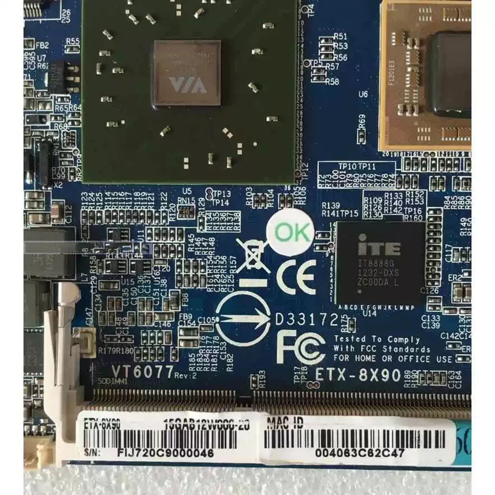 ETX VT6077 ETX-8X90 Modular System NanoX2 Industrial control motherboard
ETX VT6077 ETX-8X90 Modular System NanoX2 Industrial control motherboard
