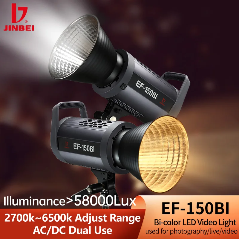 JINBEI EF-150BI 150W Bi-color 2700-6500k LED Video Light Bluetooth App Control AC/DC Power Supply For Photography Tiktok Video
JINBEI EF-150BI 150W Bi-color 2700-6500k LED Video Light Bluetooth App Control AC/DC Power Supply For Photography Tiktok Video