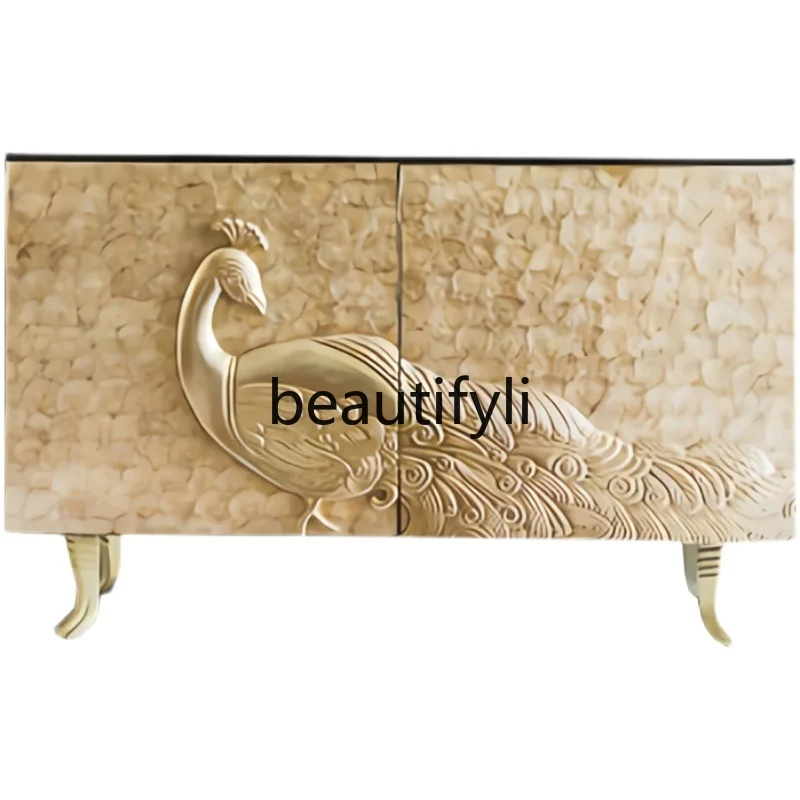 Solid wood carving flower shell decoration dining side cabinet light luxury art foyer entrance shoe cabinet
Solid wood carving flower shell decoration dining side cabinet light luxury art foyer entrance shoe cabinet