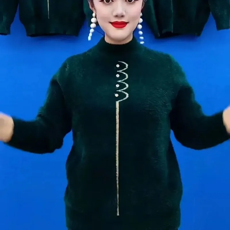 Осенне-зимний норковый бархатный свитер для женщин, бархатный утолщенный свободный стильный полуводолазка, теплый базовый слой, топ
Осенне-зимний норковый бархатный свитер для женщин, бархатный утолщенный свободный стильный полуводолазка, теплый базовый слой, топ