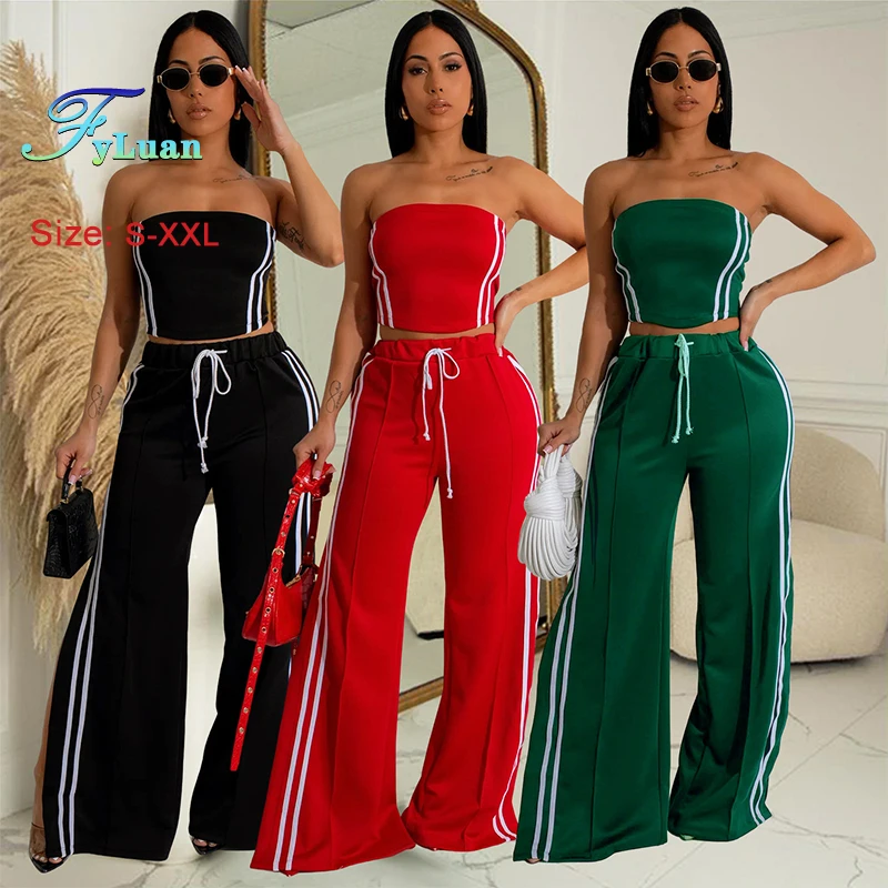 New Black Listing Midriff-Baring Women Outfit Sleeveless Wrap Chest Tracksuit Crop Tops Casual Wide Legs Pants Two Piece Set
New Black Listing Midriff-Baring Women Outfit Sleeveless Wrap Chest Tracksuit Crop Tops Casual Wide Legs Pants Two Piece Set