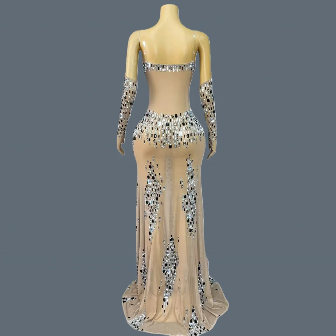 Sexy Women Low-cut Evening Gown With Gloves Luxury Sparkly Crystals Floor-length Dress Side Slits High-end Long Dress Maodunti
Sexy Women Low-cut Evening Gown With Gloves Luxury Sparkly Crystals Floor-length Dress Side Slits High-end Long Dress Maodunti