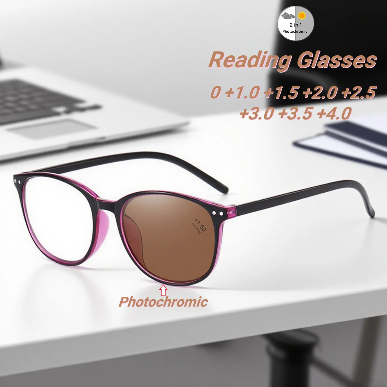 2025 New Rice Nail Round Frame Photochromic Women's Reading Glasses Ultra Light Neutral High Quality Anti Blue Light Glasses
2025 New Rice Nail Round Frame Photochromic Women's Reading Glasses Ultra Light Neutral High Quality Anti Blue Light Glasses