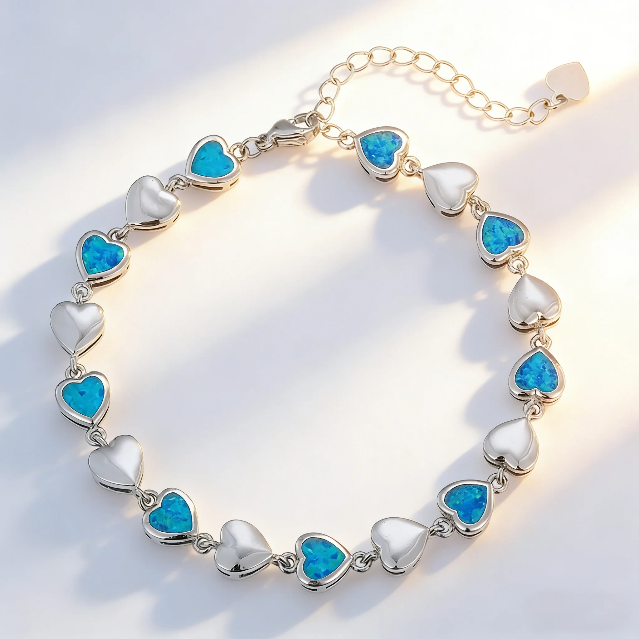 Dainty Blue Opal Heart Bracelet for Women, Silver Color Adjustable Chain, Stackable Multiple Heart Charm Jewelry, Birthday Gift
Dainty Blue Opal Heart Bracelet for Women, Silver Color Adjustable Chain, Stackable Multiple Heart Charm Jewelry, Birthday Gift