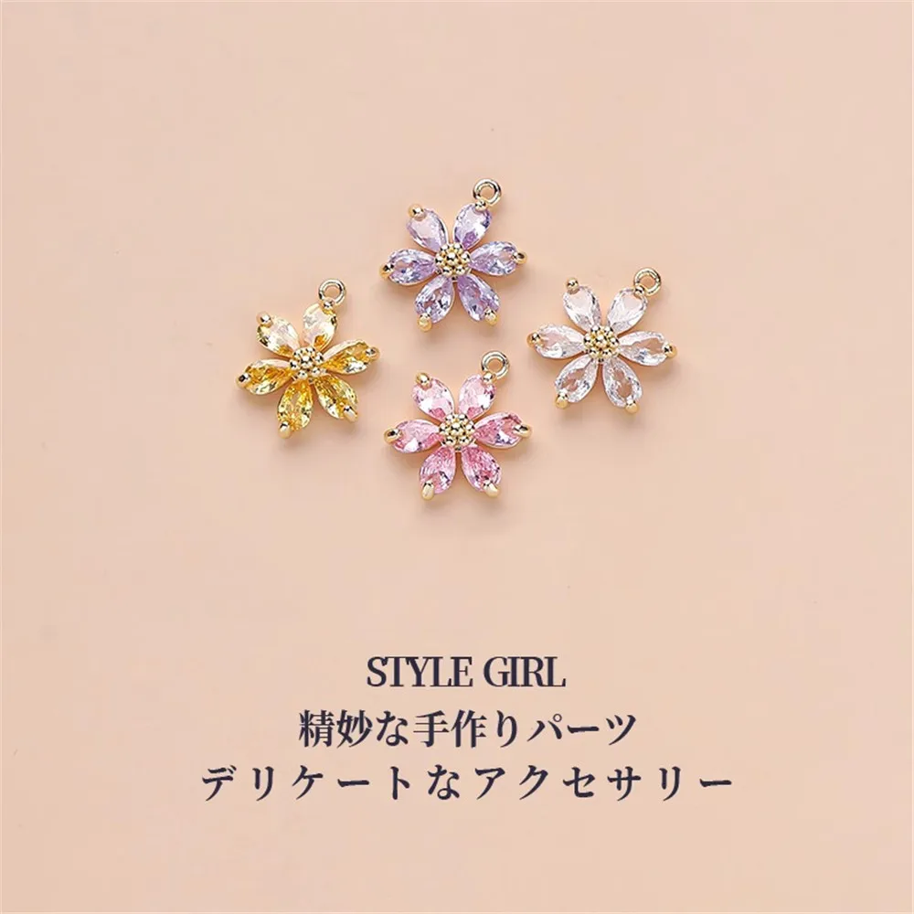 14K Gold-Color Zircon Flower Pendant Small Pendant Handmade DIY Bracelet Necklace Jewelry Material Accessories L372
14K Gold-Color Zircon Flower Pendant Small Pendant Handmade DIY Bracelet Necklace Jewelry Material Accessories L372