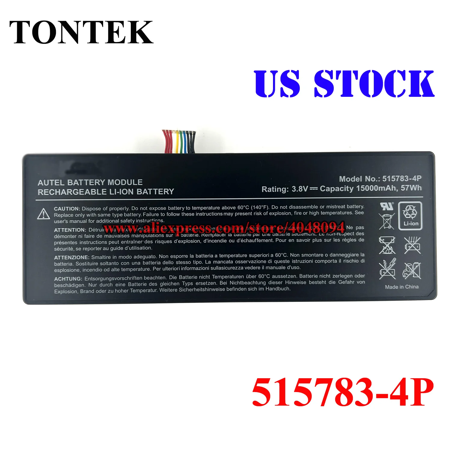 New 3.8V 57Wh 15000mAh 515783-4P 515783PH-4P Battery For Autel MAXICOM MK908PRO MK908 Maxim IM608 IM600 MLP515783-4P
New 3.8V 57Wh 15000mAh 515783-4P 515783PH-4P Battery For Autel MAXICOM MK908PRO MK908 Maxim IM608 IM600 MLP515783-4P