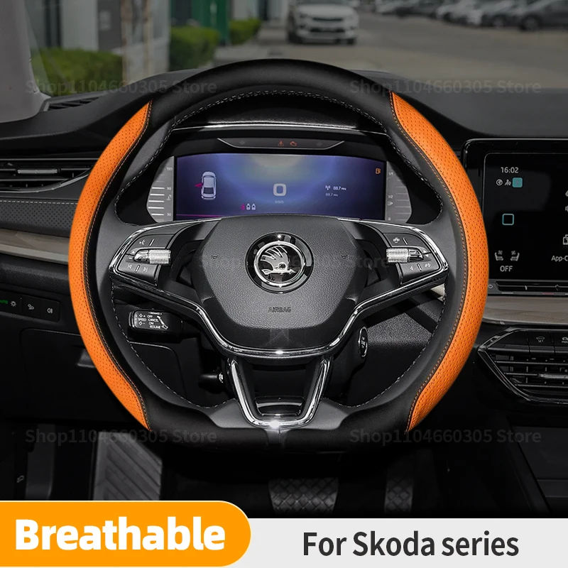 For Skoda Octavia Fabia Rapid Superb Karoq Kodiaq Scala Citigo Kamiq Nappa leather Car Steering Wheel Cover Auto Accessories
For Skoda Octavia Fabia Rapid Superb Karoq Kodiaq Scala Citigo Kamiq Nappa leather Car Steering Wheel Cover Auto Accessories