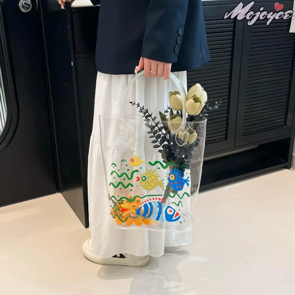 Fish-Print Handheld Tote Bag Cartoon Transparent PVC Top-Handle Bags Clear Underwater World Animal Handbag Stadium Jelly Pack
Fish-Print Handheld Tote Bag Cartoon Transparent PVC Top-Handle Bags Clear Underwater World Animal Handbag Stadium Jelly Pack
