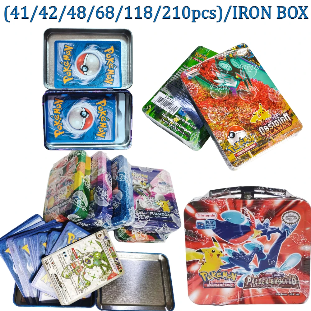41/42/48/68/118/210pcs Iron Metal Box Pikachu Pokemon Battle Toy Set Paldea Evolved Collectible Cards for Children & Anime Fans
41/42/48/68/118/210pcs Iron Metal Box Pikachu Pokemon Battle Toy Set Paldea Evolved Collectible Cards for Children & Anime Fans