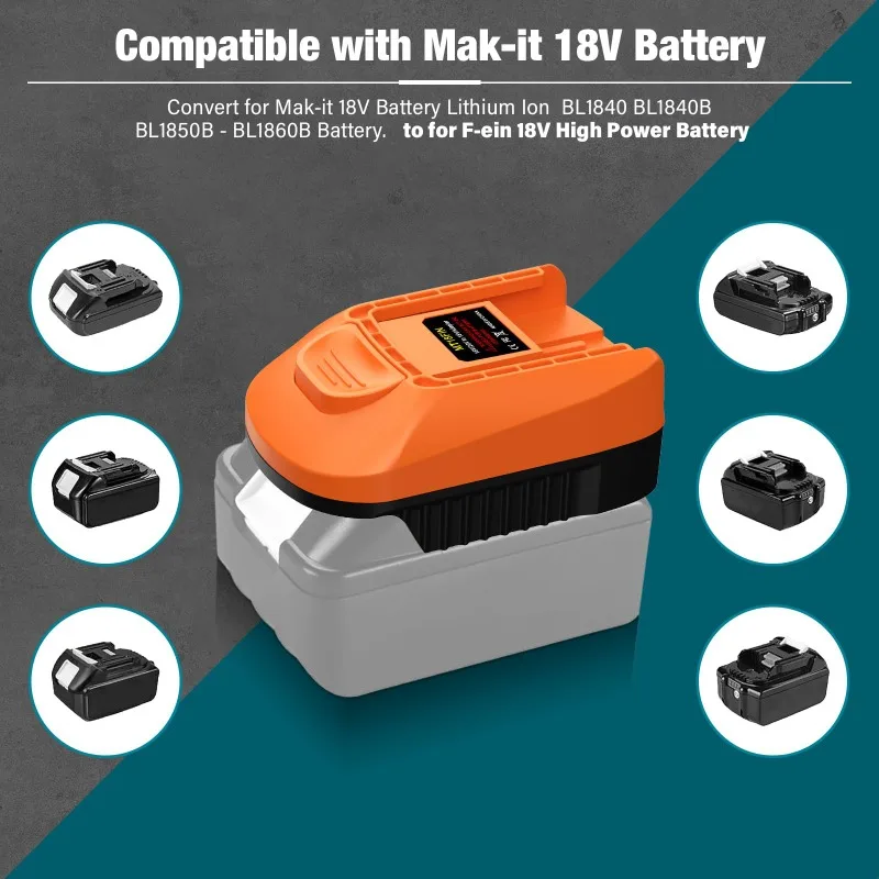 For Makita 18V Li-ion Batteries Convert To for Fein 18V Battery,MT18FIN Battery Adapter Replacement for FE-in 18Volt Power Tools
For Makita 18V Li-ion Batteries Convert To for Fein 18V Battery,MT18FIN Battery Adapter Replacement for FE-in 18Volt Power Tools