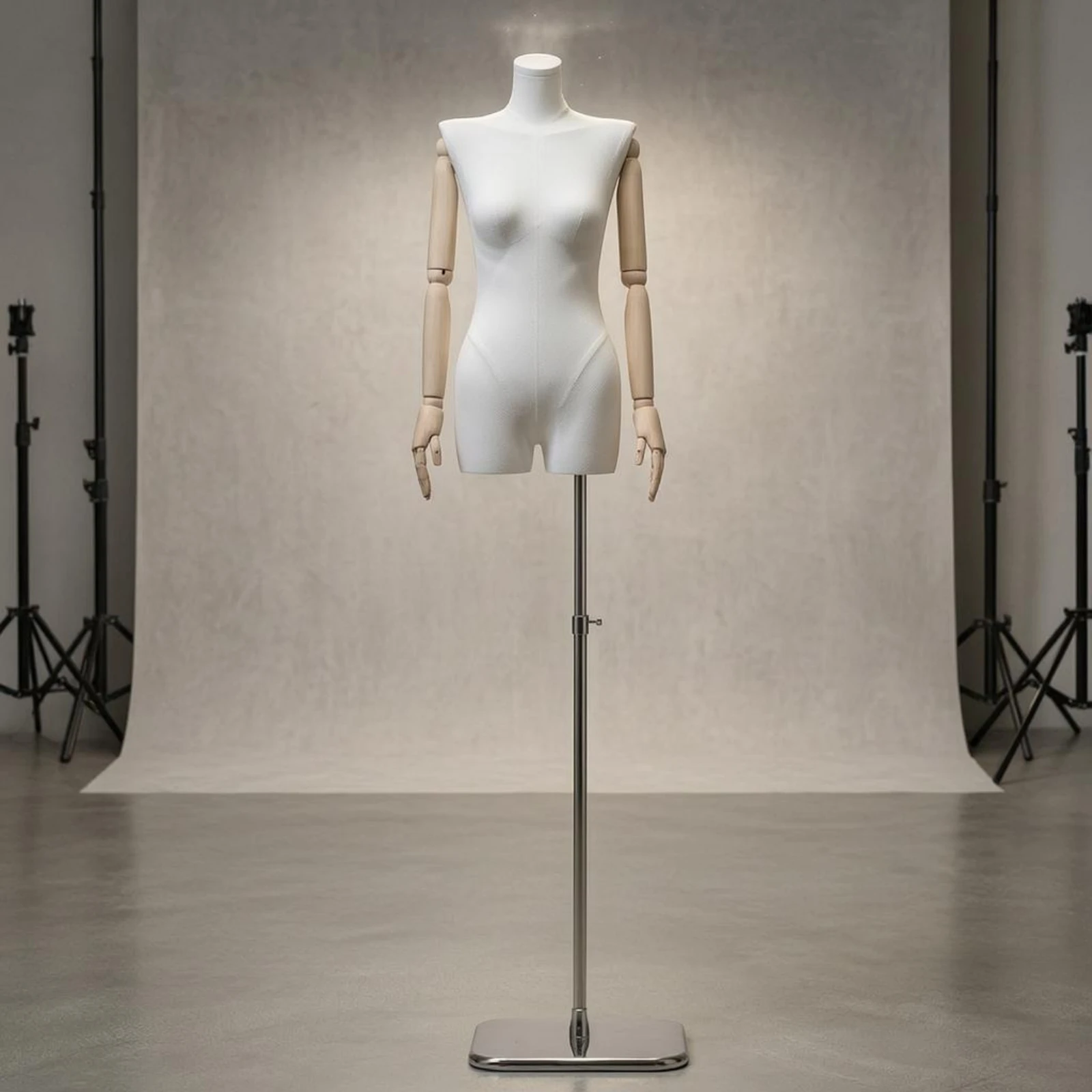 Half-Body Female Mannequin Textile-Covered Headless Torso Mannequin Clothing Form Textured Retail Fixture Narrow Shoulder
Half-Body Female Mannequin Textile-Covered Headless Torso Mannequin Clothing Form Textured Retail Fixture Narrow Shoulder