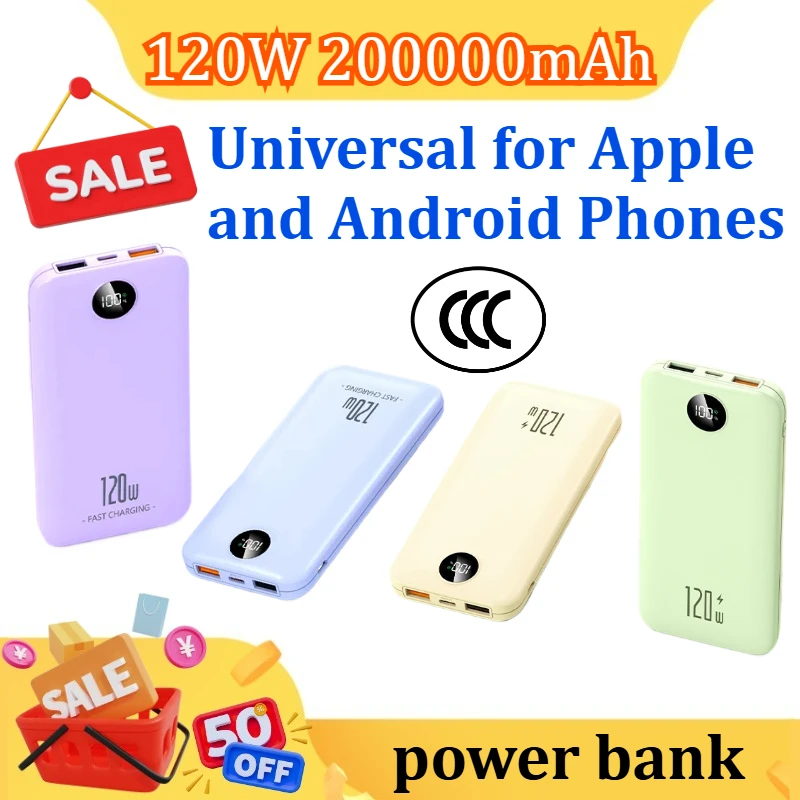 120W Power Bank 200000mAh Large Capacity Fast Charging Mobile Portable Digital Display Spare Battery for Iphone for Huawei
120W Power Bank 200000mAh Large Capacity Fast Charging Mobile Portable Digital Display Spare Battery for Iphone for Huawei