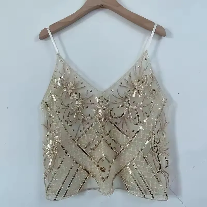 Fashion Sequined Crop Tops Women Sexy Bead Work Mesh Y2k Tops Women Sparkle Tanks Tops Female Party Clubwear
Fashion Sequined Crop Tops Women Sexy Bead Work Mesh Y2k Tops Women Sparkle Tanks Tops Female Party Clubwear