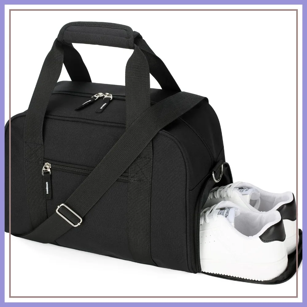 14 inch Small Gym Bag for Men & Women, Mini Duffle with Shoe Compartment, Carry On Travel Sports Bag, Black
14 inch Small Gym Bag for Men & Women, Mini Duffle with Shoe Compartment, Carry On Travel Sports Bag, Black