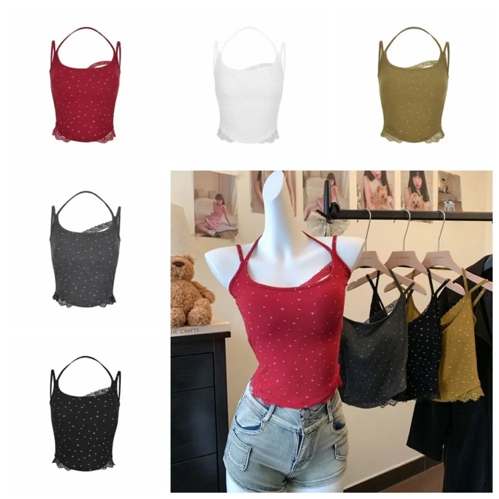 Korean Dots Strap Skinny Vest Tops Sleeveless Tank Camisole with Pads Irregular Lace Y2K Slim Crop Top Club
Korean Dots Strap Skinny Vest Tops Sleeveless Tank Camisole with Pads Irregular Lace Y2K Slim Crop Top Club