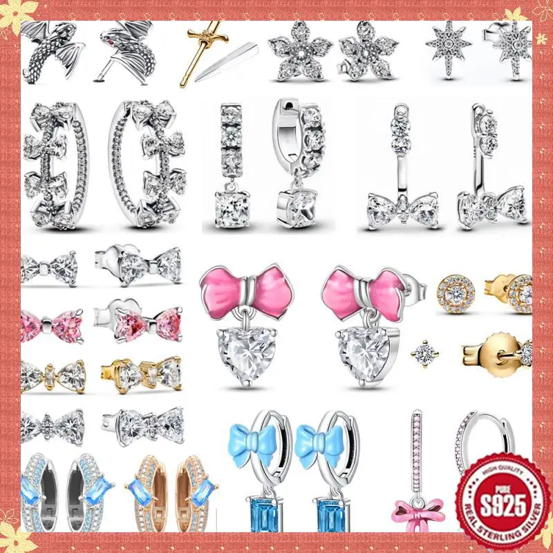 S925 Sterling Silver Flying Dragon&flower&bow&love&full Zirconia Blue Jewelry Earrings Ladies' Temperament Jewelry Accessories
S925 Sterling Silver Flying Dragon&flower&bow&love&full Zirconia Blue Jewelry Earrings Ladies' Temperament Jewelry Accessories