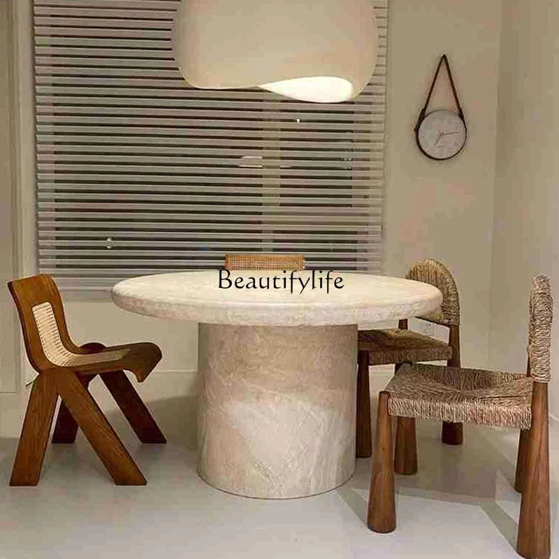 ld14 Wabi-sabi Style Natural Travertine Dining Table High-end Modern Marble Creative Round Table
ld14 Wabi-sabi Style Natural Travertine Dining Table High-end Modern Marble Creative Round Table
