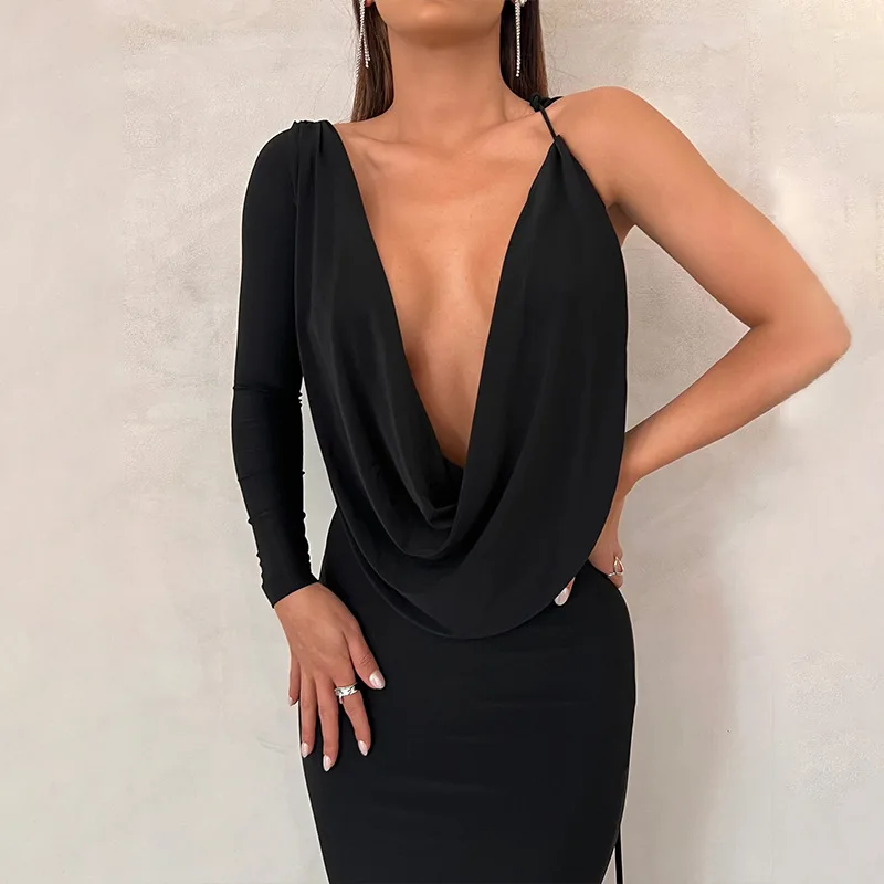 Women'S Autumn And Winter New Fashionable And Sexy Solid Color Single Shoulder Slim Fit Dress With Temperament
Women'S Autumn And Winter New Fashionable And Sexy Solid Color Single Shoulder Slim Fit Dress With Temperament