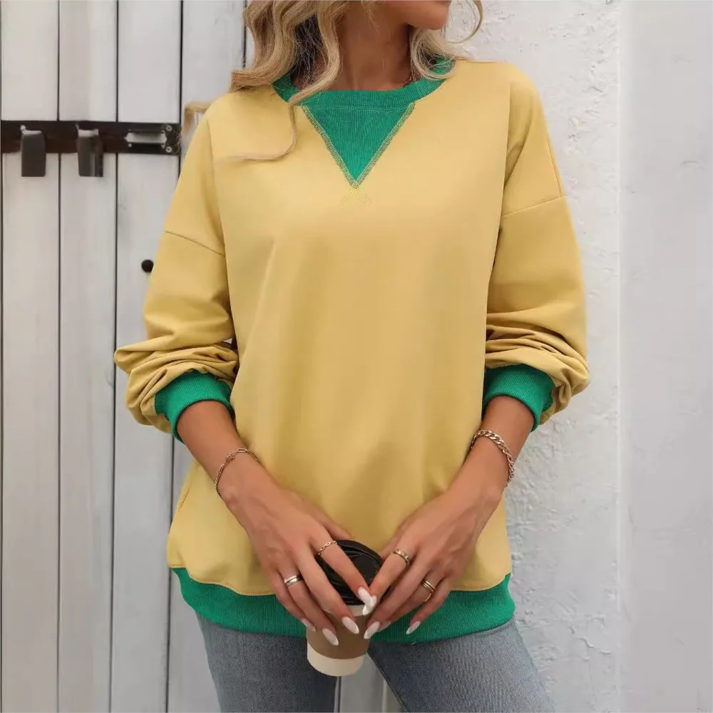 Casual Contrasting Color Patchwork Hoodies 2024 Autumn/winter Solid Round Neck Loose Fitting Sports Shirt For Women Sweatshirt
Casual Contrasting Color Patchwork Hoodies 2024 Autumn/winter Solid Round Neck Loose Fitting Sports Shirt For Women Sweatshirt