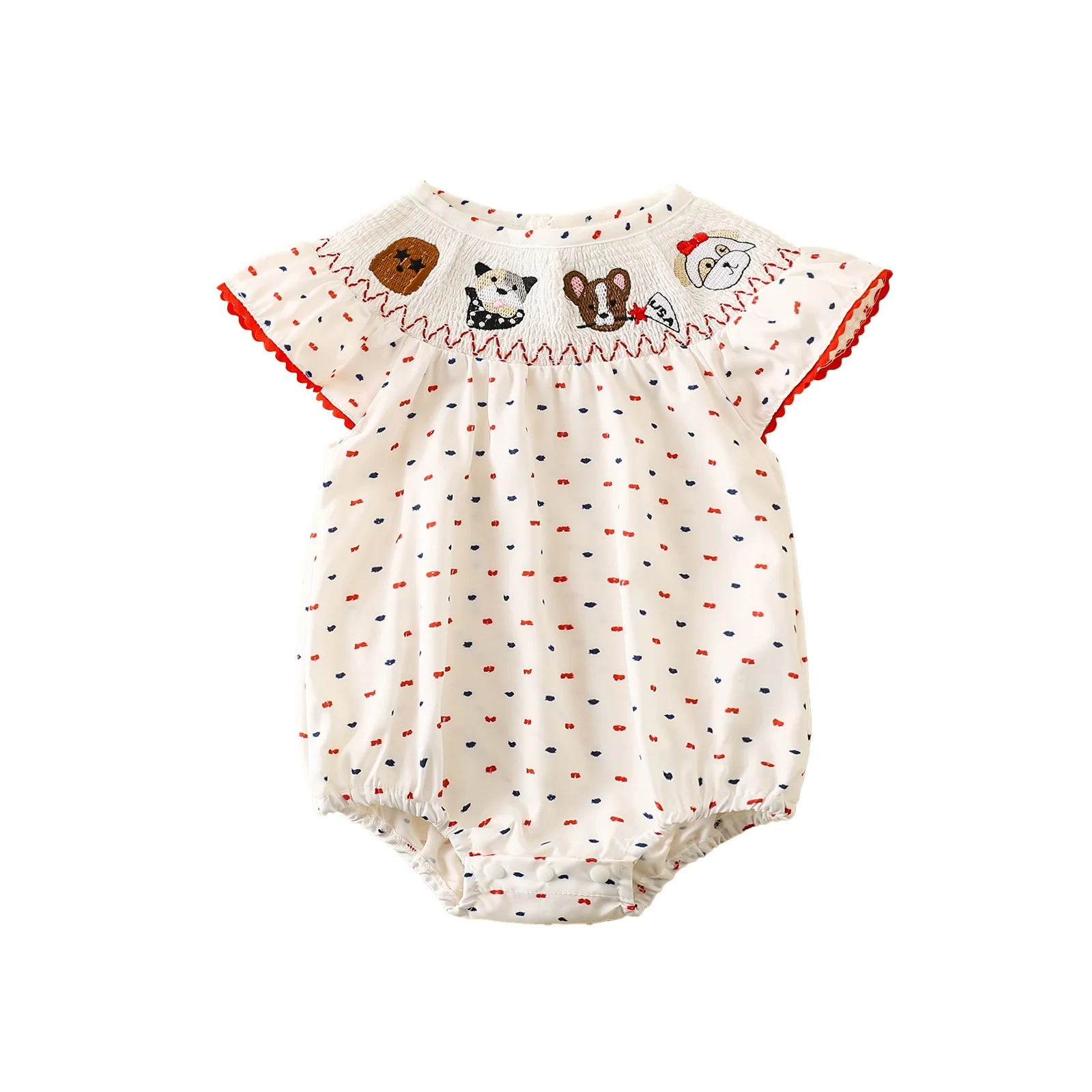 Read To Ship Baby Romper Bubble Ruffles Embroidery Heart Cute Puppy Cherry Bow Puff Sleeve Kids Clothing
Read To Ship Baby Romper Bubble Ruffles Embroidery Heart Cute Puppy Cherry Bow Puff Sleeve Kids Clothing