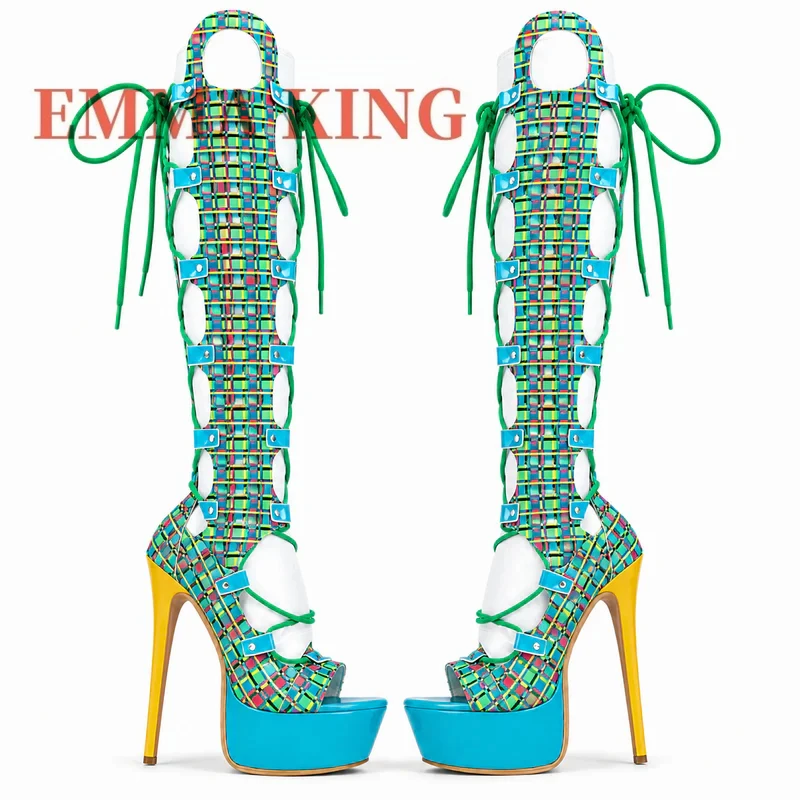 Multicolor Plaid Hollow Out Gladiator Sandals Lace Up Open Toe Stiletto Sandals Trendy Nightclub Party Fashion Footwear Big Size
Multicolor Plaid Hollow Out Gladiator Sandals Lace Up Open Toe Stiletto Sandals Trendy Nightclub Party Fashion Footwear Big Size