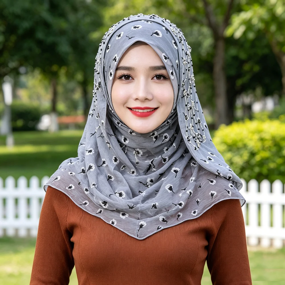 Silk Instant Hijab For Muslim Women Beads Tassel Embroidery Amira Turban Soft Headscarf Islamic Shawl Wrap Prayer Ramadan Mujer
Silk Instant Hijab For Muslim Women Beads Tassel Embroidery Amira Turban Soft Headscarf Islamic Shawl Wrap Prayer Ramadan Mujer
