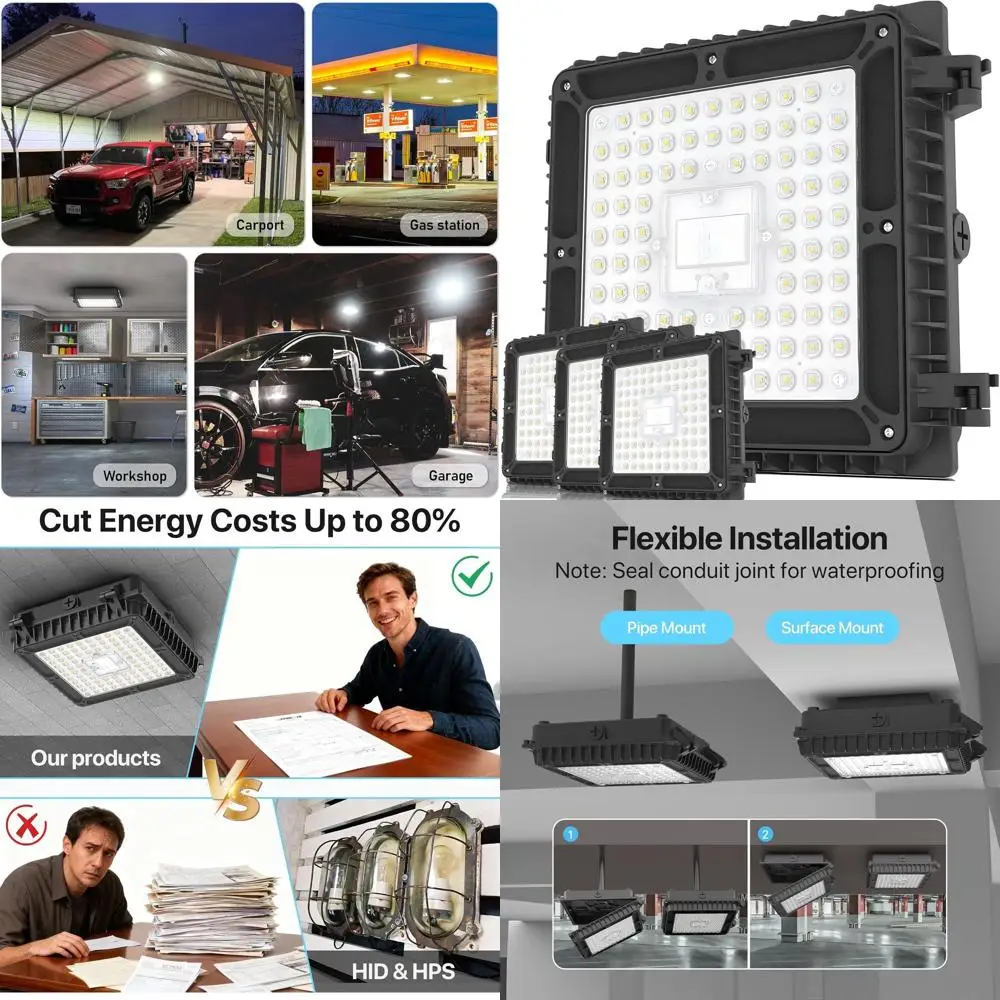 Промышленные уличные светильники 65 Вт, 8450 лм, комплект из 4 шт., подходят для площадей, гаражей, АЗС и складов
Промышленные уличные светильники 65 Вт, 8450 лм, комплект из 4 шт., подходят для площадей, гаражей, АЗС и складов