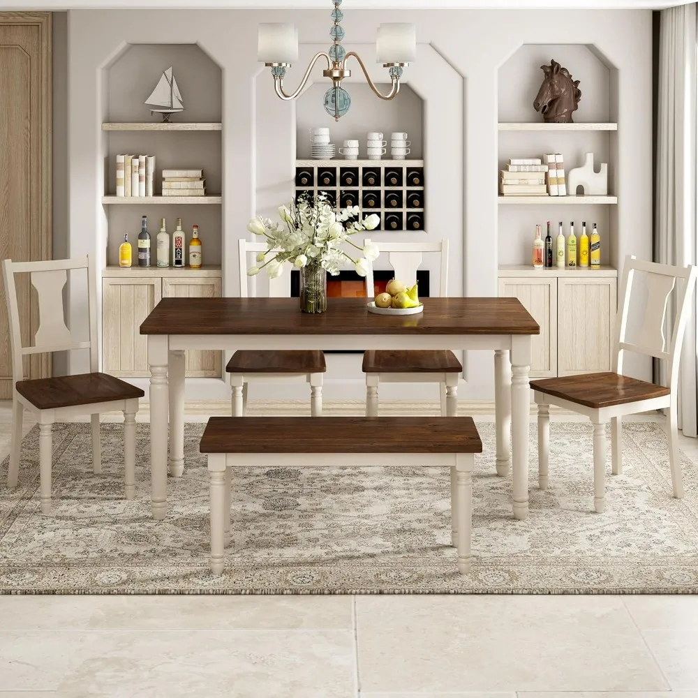 Kitchen Table with Bench 6 Piece Dining Table Set,6 with Chairs and Bench, Recantgle 60" Table,Table and Chair Set
Kitchen Table with Bench 6 Piece Dining Table Set,6 with Chairs and Bench, Recantgle 60" Table,Table and Chair Set