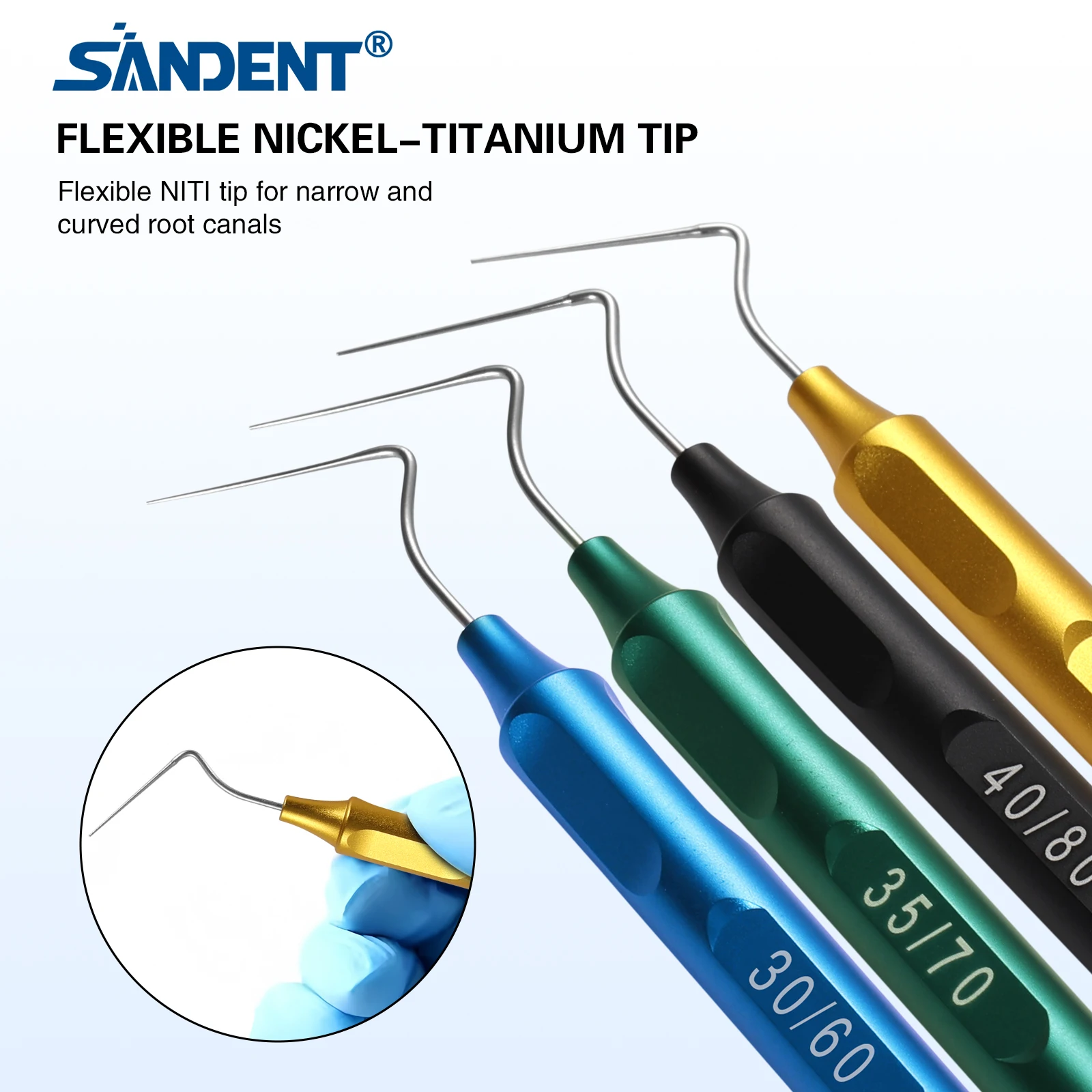 Стоматологические эндо-ручные наконечники с гибким наконечником Niti для узких и изогнутых корневых каналов, 4-цветные инструменты для обтурации корневых каналов
Стоматологические эндо-ручные наконечники с гибким наконечником Niti для узких и изогнутых корневых каналов, 4-цветные инструменты для обтурации корневых каналов