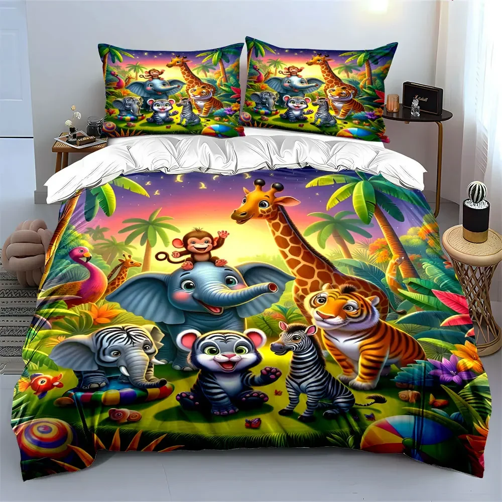 "Safari Animal Decor Set" Bedding Set with 1 Duvet Cover 2 Pillowcases Single Double King Queen, Gift
"Safari Animal Decor Set" Bedding Set with 1 Duvet Cover 2 Pillowcases Single Double King Queen, Gift