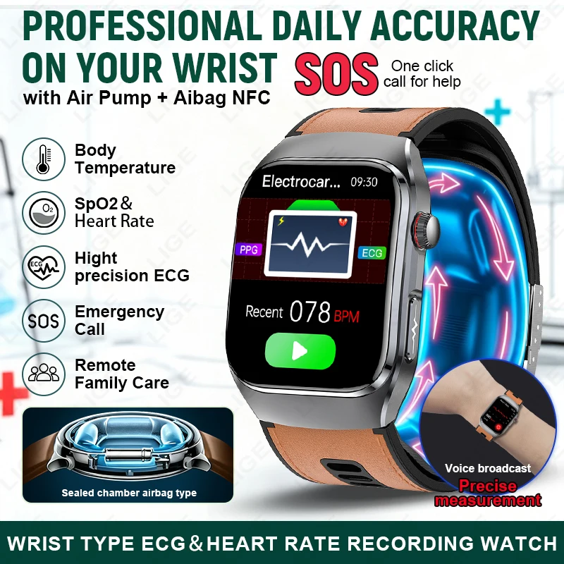 LIGE New Nursing Level Air Pump Air Bag Type Precise Blood Pressure Smart Watch Men’s Clock ECG Uric Acid Heart Rate Smartwatch
LIGE New Nursing Level Air Pump Air Bag Type Precise Blood Pressure Smart Watch Men’s Clock ECG Uric Acid Heart Rate Smartwatch
