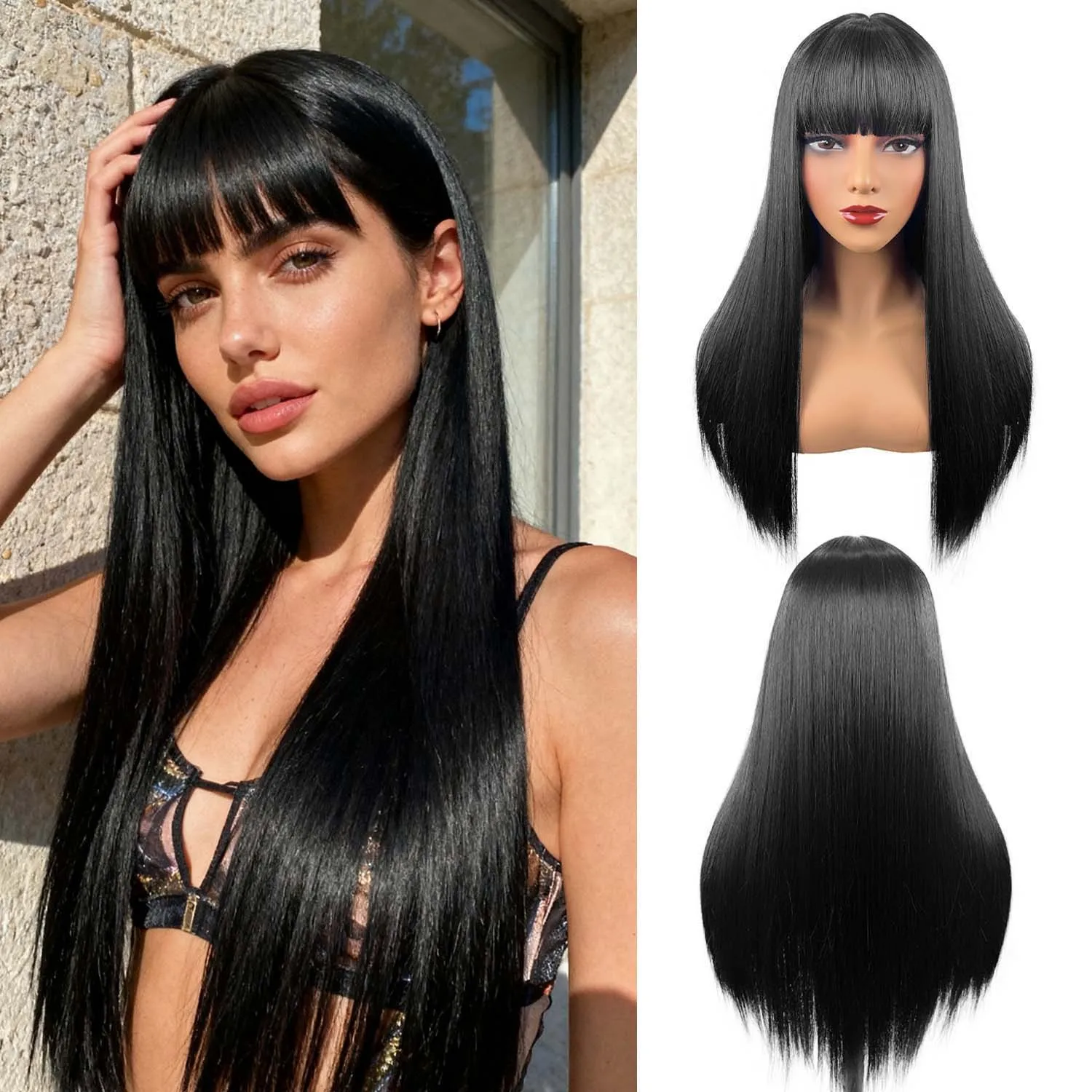 Long straight black synthetic wig for Halloween cosplay, role-playing, daily party, high-temperature hair accessory set
Long straight black synthetic wig for Halloween cosplay, role-playing, daily party, high-temperature hair accessory set