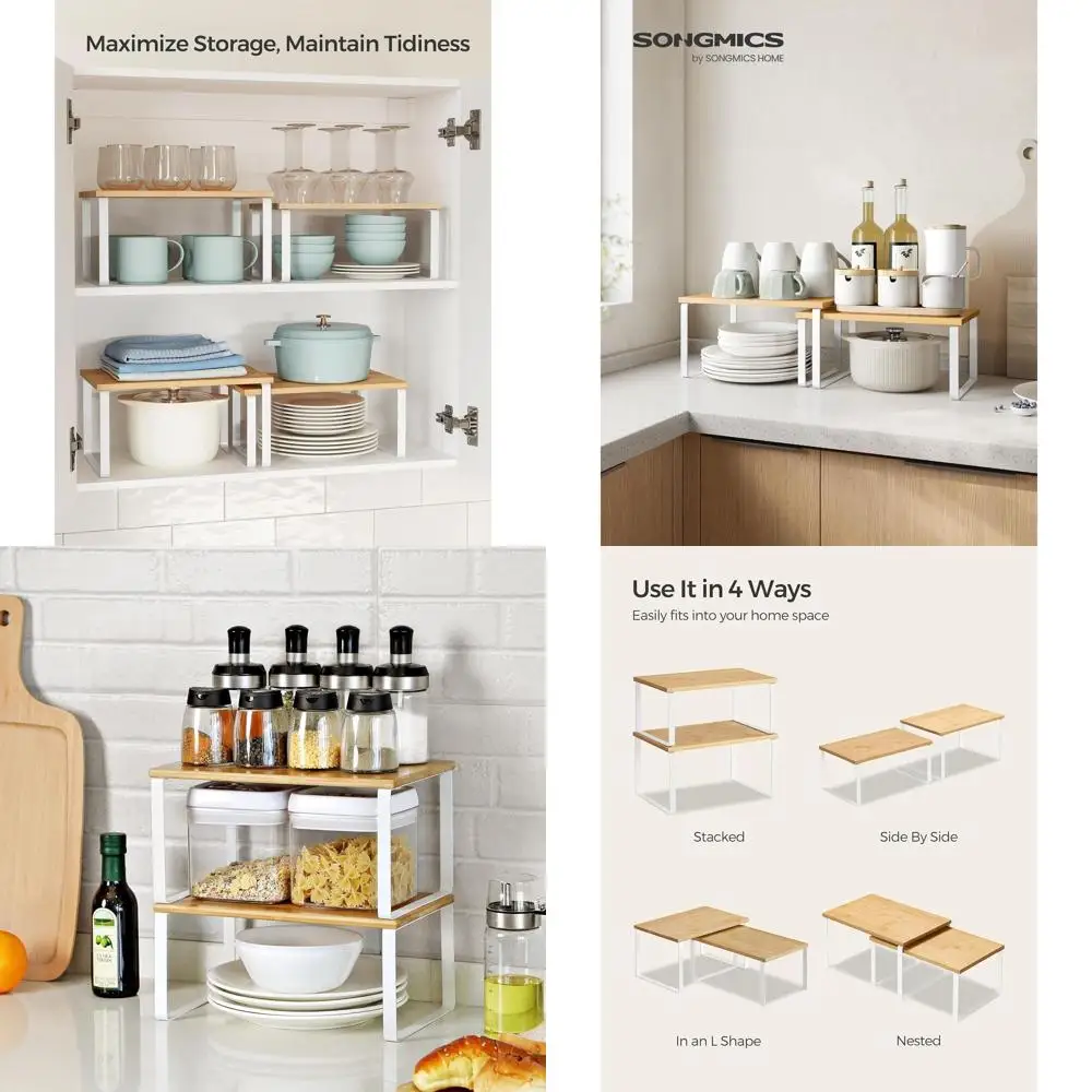 4-Piece Kitchen Counter Organizer Set, Stackable Metal & Wood Shelves, Expandable Storage, Spice Rack, Cloud White & Natural Bei
4-Piece Kitchen Counter Organizer Set, Stackable Metal & Wood Shelves, Expandable Storage, Spice Rack, Cloud White & Natural Bei