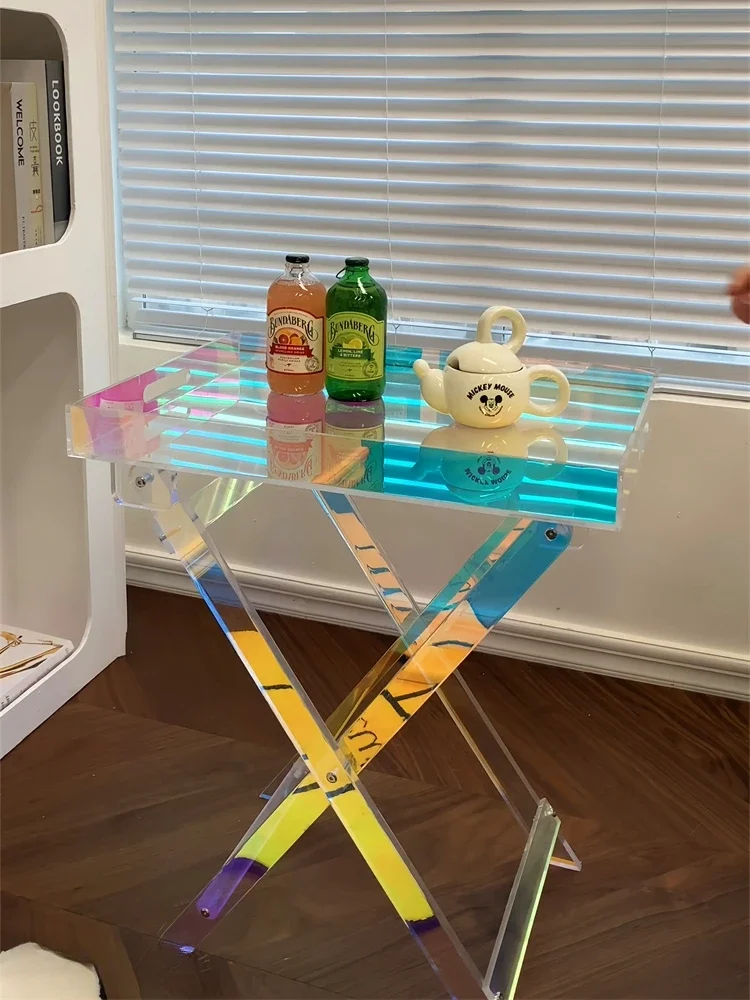 Modern transparent acrylic folding table, small edge table, simple bedside storage, bedroom art coffee table
Modern transparent acrylic folding table, small edge table, simple bedside storage, bedroom art coffee table
