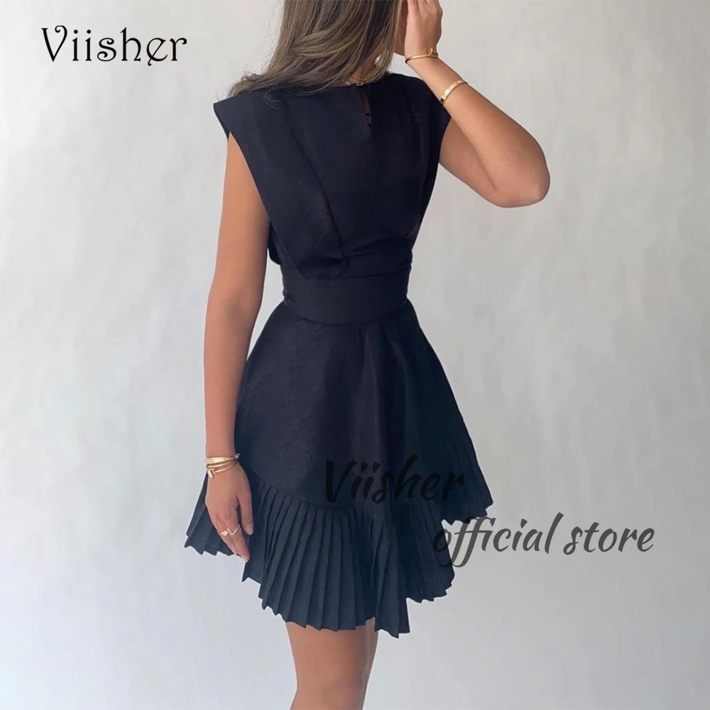 Viisher Black Short Mermaid Evening Dresses Cap Sleeve O Neck Prom Party Dress Pleats Satin Arabian Dubai Formal Gowns
Viisher Black Short Mermaid Evening Dresses Cap Sleeve O Neck Prom Party Dress Pleats Satin Arabian Dubai Formal Gowns